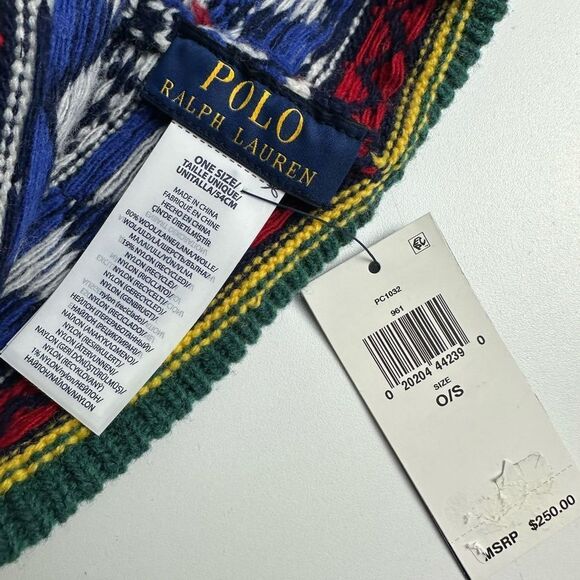 Polo Ralph Lauren Holiday Jacquard Bear Rib-Knit Beanie Cowboy Bear NWT - Picture 5 of 5